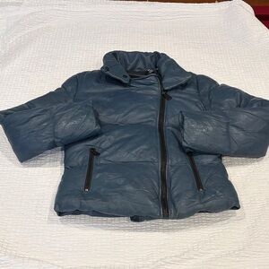 Bod & Christensen Women's Blue Leather Bomber Jacket